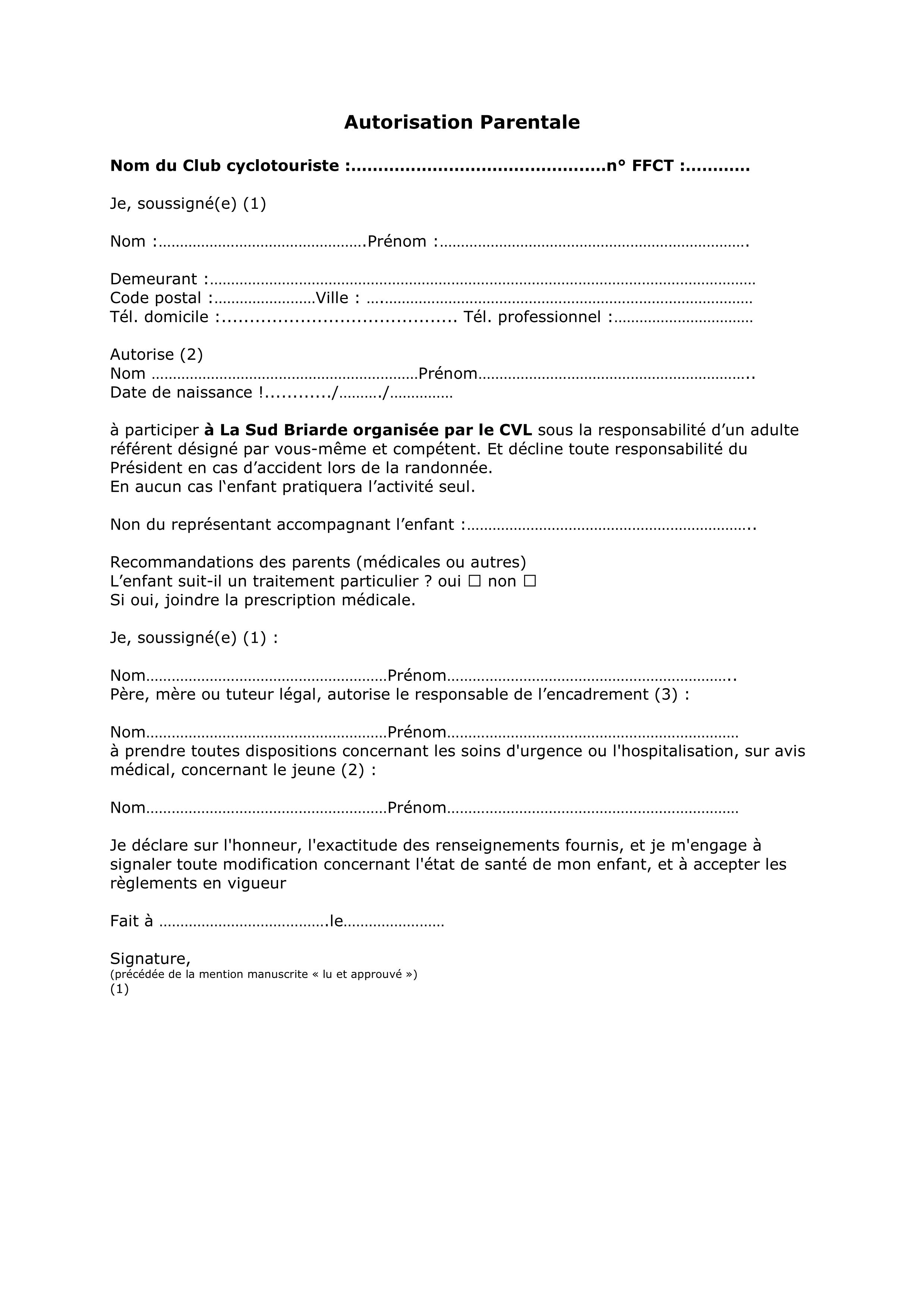 Autorisation Parentale Pdf Docdroid Lettre Type D De Sortie Territoire